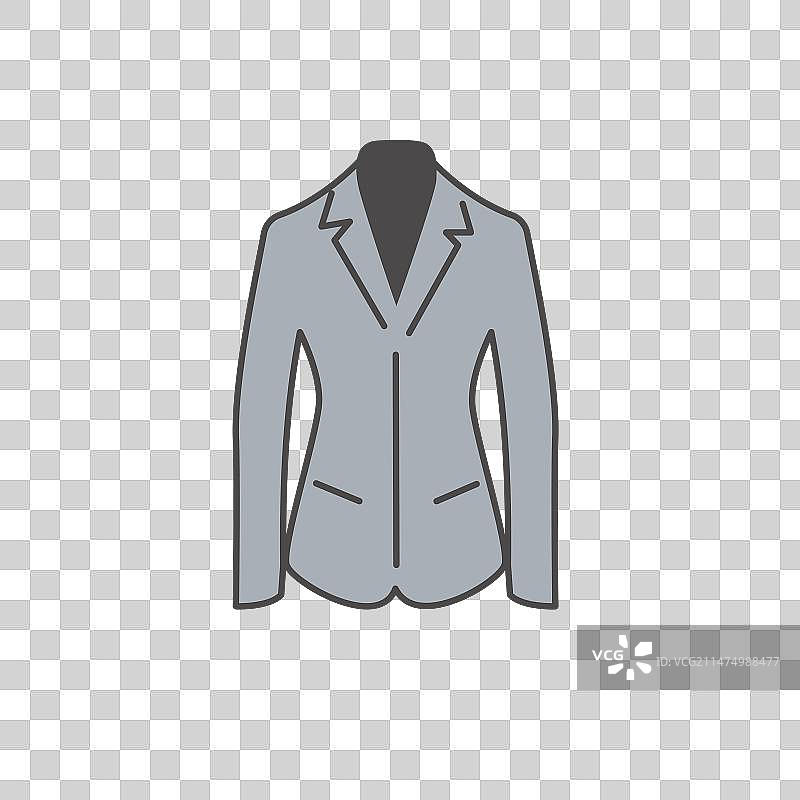 灰色骑马西装外套扁平轮廓彩色图标图片素材