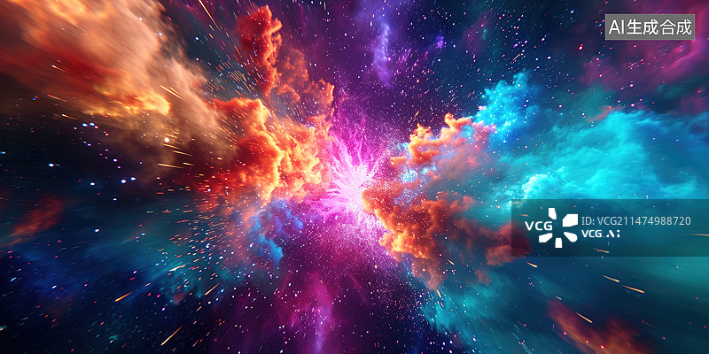 【AI数字艺术】彩色爆炸粉末背景图片素材