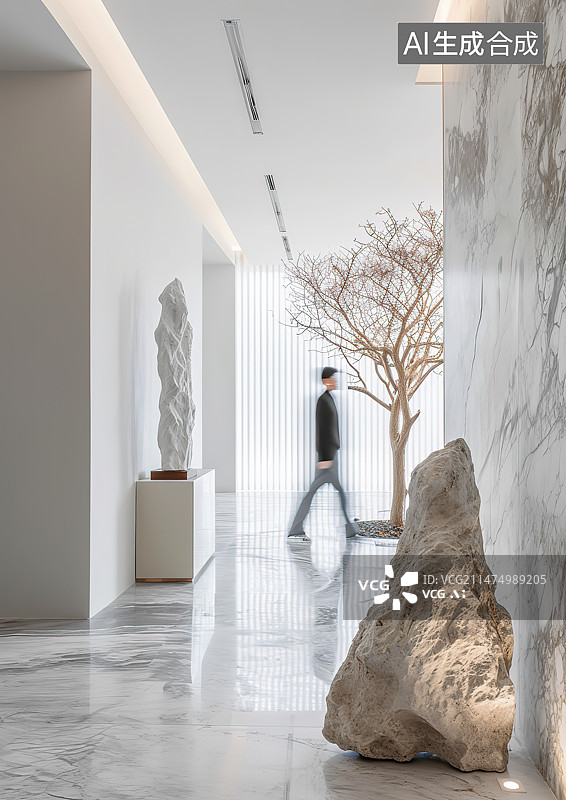 【AI数字艺术】站在走廊里的女人图片素材