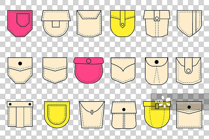 口袋线性图标服装袋子T恤形状图片素材