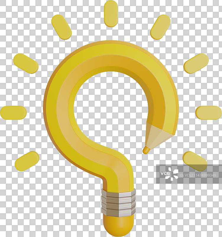 黄色铅笔灯泡创意想法三维模型图片素材