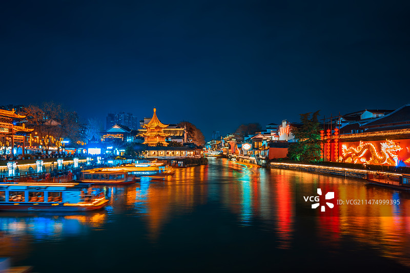龙年的夫子庙夜景+南京图片素材