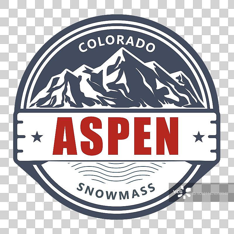 科罗拉多州雪堆村阿斯彭标签徽章图片素材