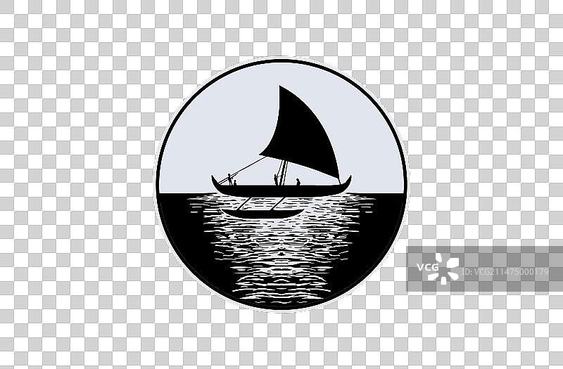 帆船舷外支架船剪影图片素材