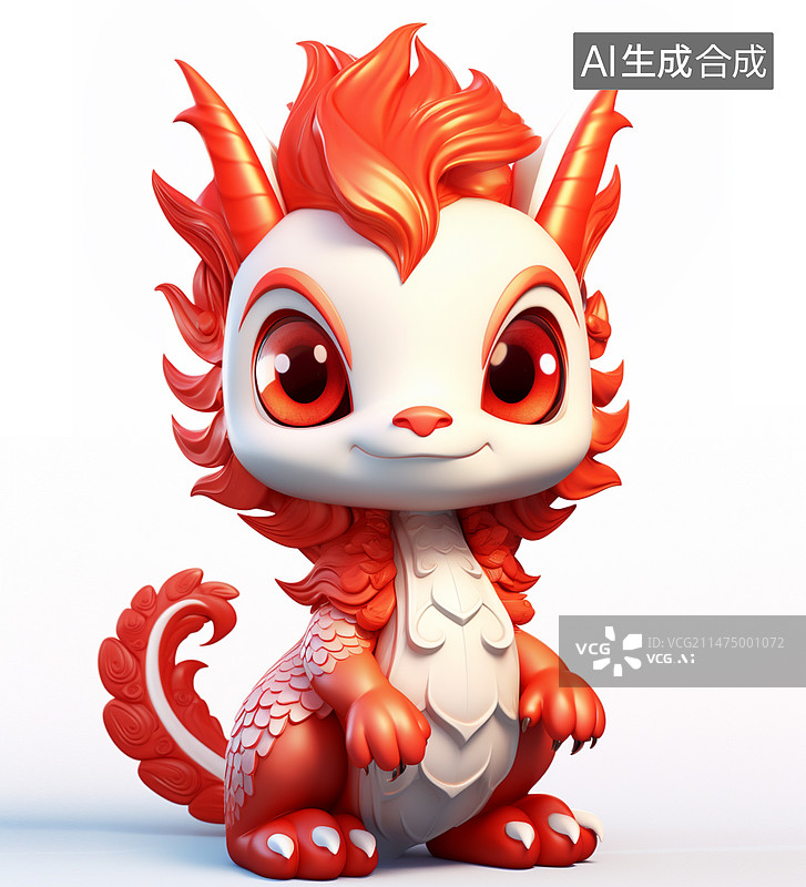 【AI数字艺术】中国龙可爱形象卡通3D泡泡玛特风图片素材
