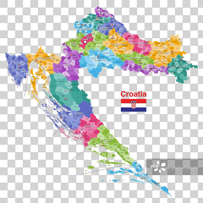 克罗地亚行政区划详情图片素材