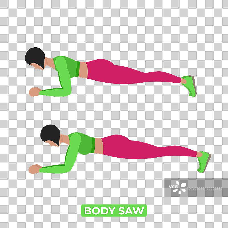 女子进行身体锯肩和核心训练图片素材