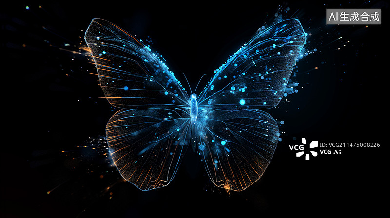 【AI数字艺术】粒子光点蝴蝶图片素材