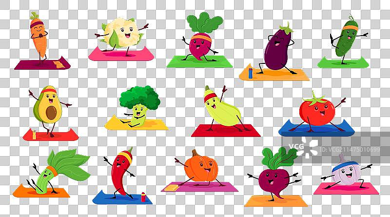 瑜伽健身运动卡通蔬菜人物图片素材