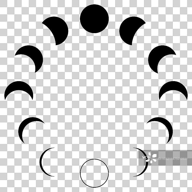 从新月到满月的月相周期图标图片素材