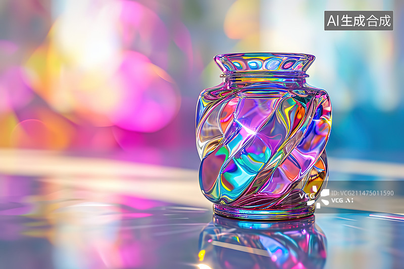 【AI数字艺术】桌子上的玻璃容器特写镜头图片素材
