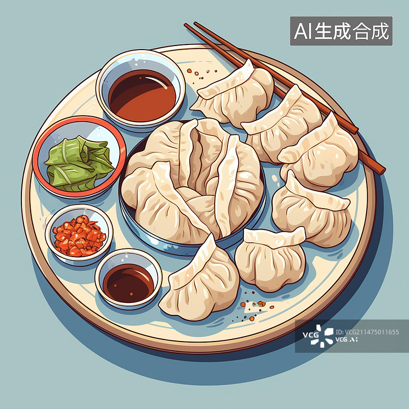 【AI数字艺术】饺子春节新年插画背景元素图片素材