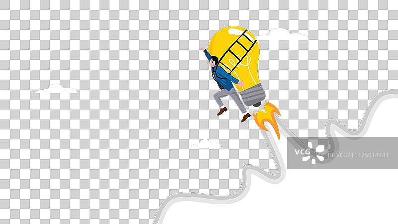 驾驶灯泡火箭的成功商人图片素材