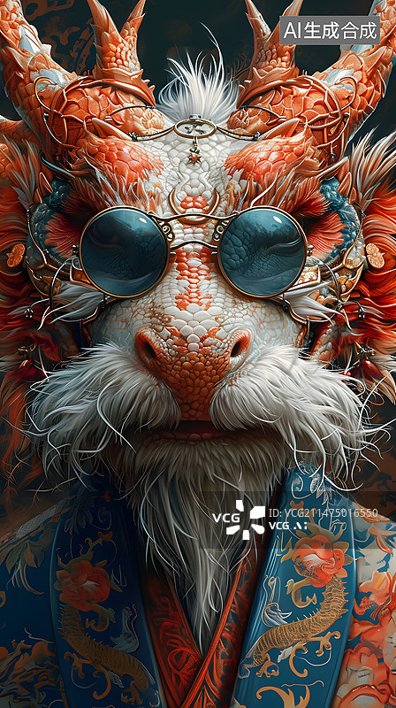 【AI数字艺术】戴着墨镜的龙图片素材
