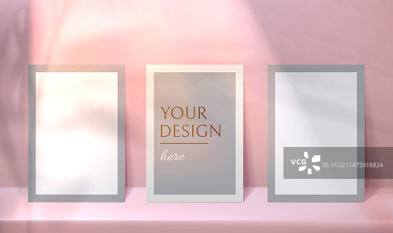 热带柔和背景的边框样机图片素材