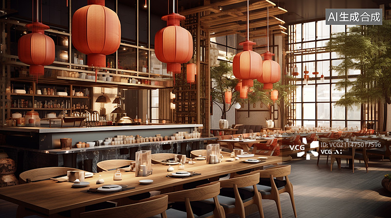 【AI数字艺术】中式餐厅图片素材