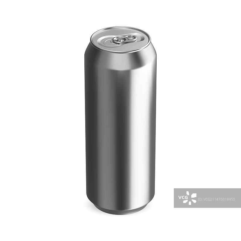 逼真的银色铝罐样机图片素材