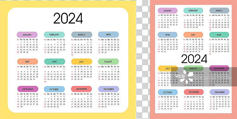 竖版2024年周历图片素材