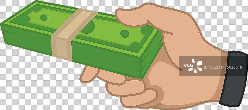 手持卡通美元钞票图片素材