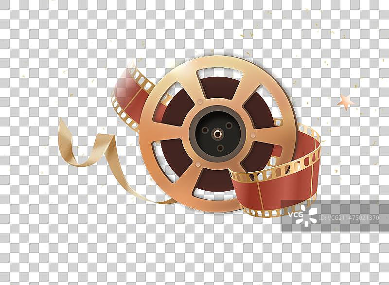 电影胶卷彩带金箔拟物图标icon图片素材