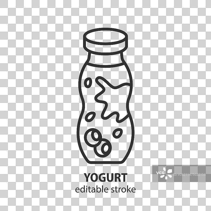 酸奶瓶线条图标：乳制品图片素材