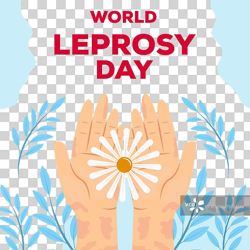 扁平风格世界麻风病日鲜花设计图片素材