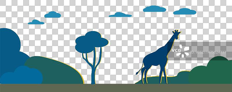 非洲稀树草原长颈鹿夜景图片素材