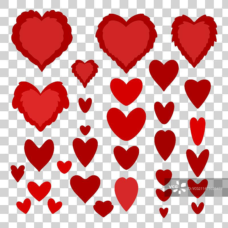 不同颜色大小的心形图案合集图片素材