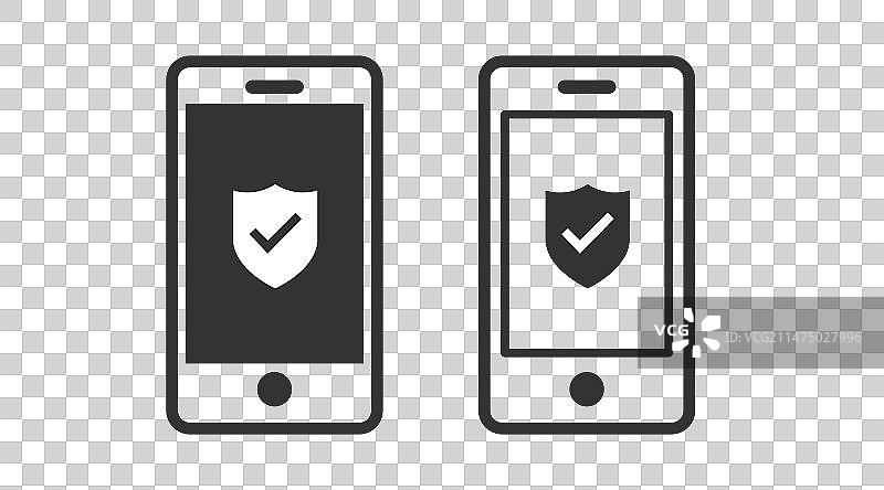 带有盾牌图标的智能手机图片素材