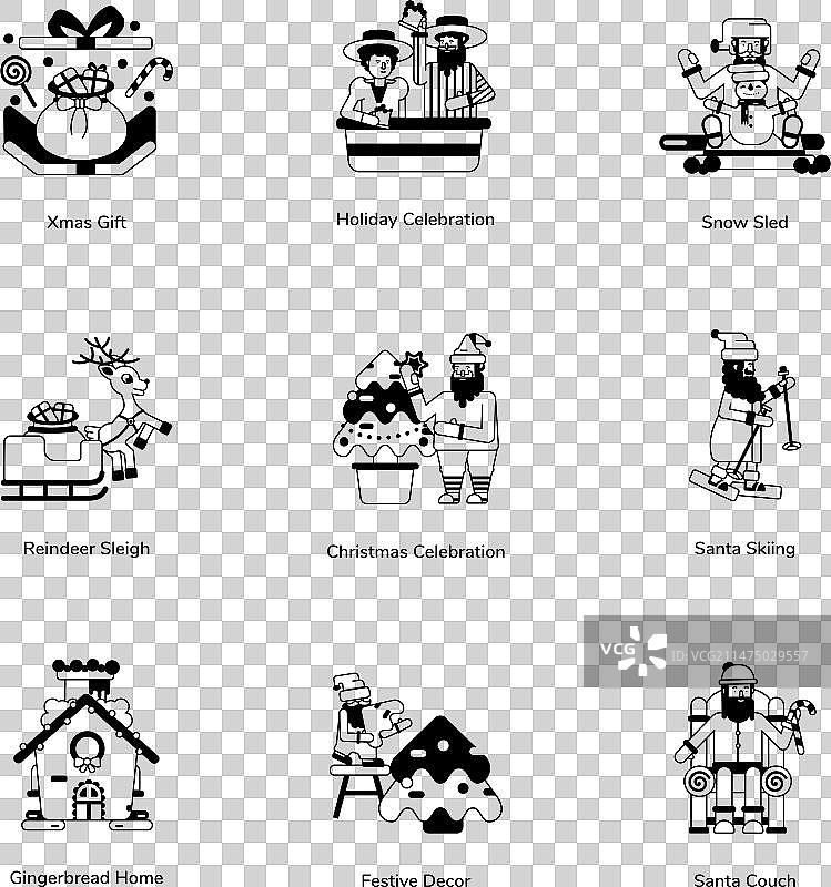 圣诞节庆典实用图标合集图片素材