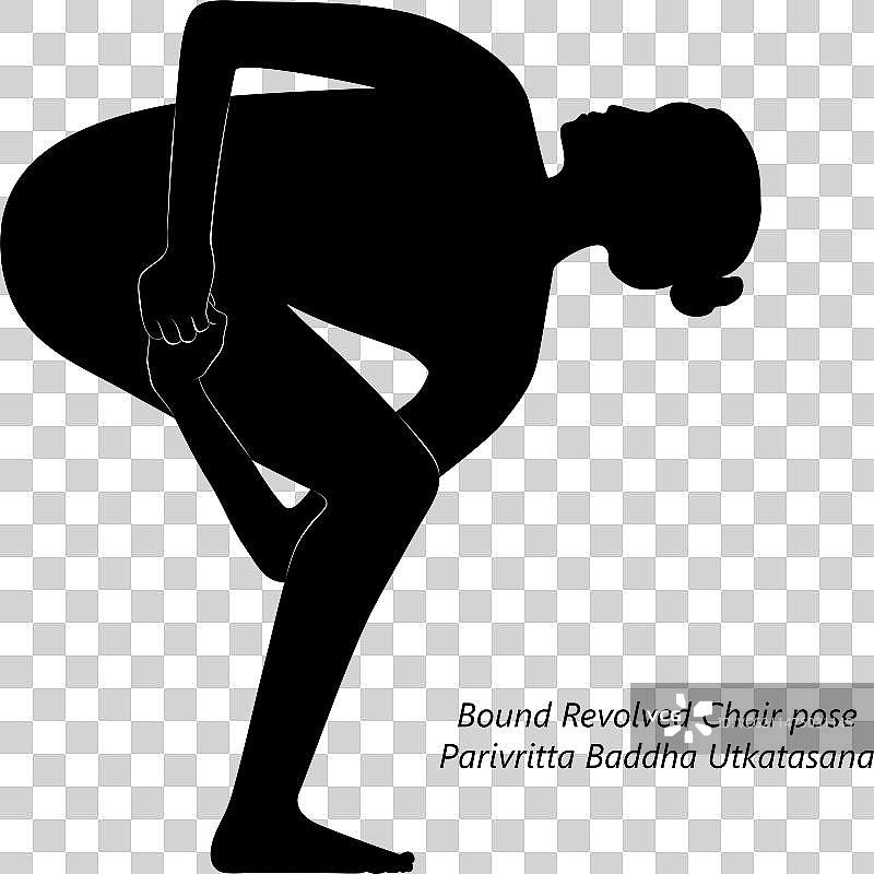 瑜伽旋转束角椅式剪影图片素材