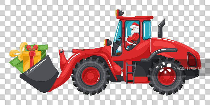 圣诞老人驾驶红色前装机图片素材