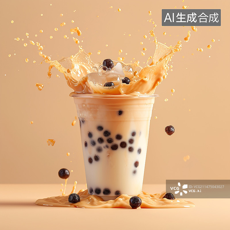 【AI数字艺术】大红袍布丁波波奶茶图片素材