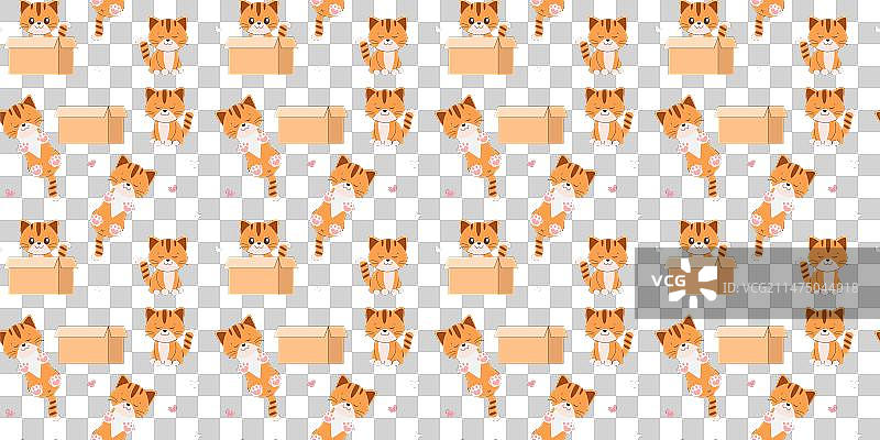 可爱姜黄色小猫睡觉无缝图案图片素材