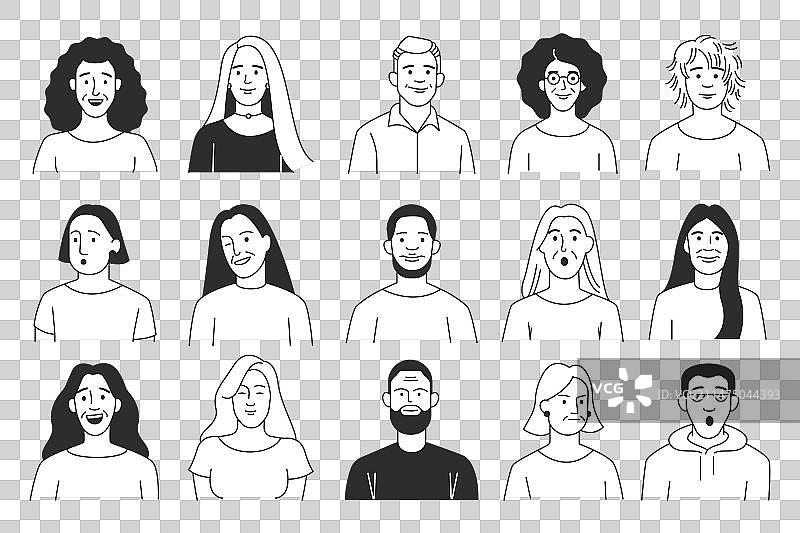 手绘涂鸦卡通人物轮廓图片素材