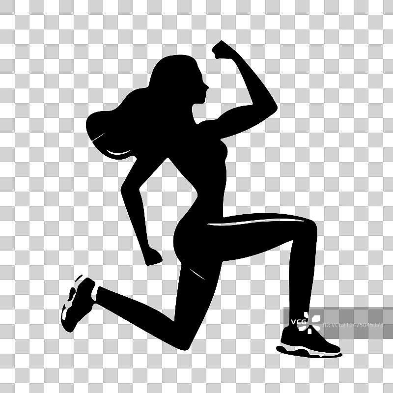 跑步女人抽象剪影图片素材