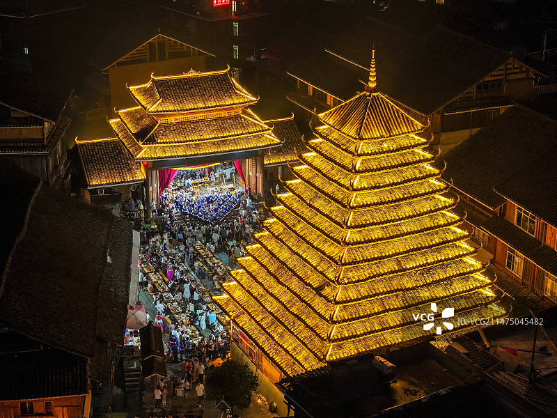 侗寨长桌宴图片素材