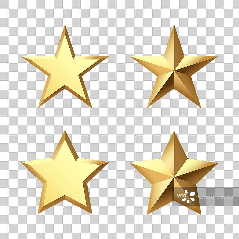 金色圣诞3D星星金属光面套装图片素材