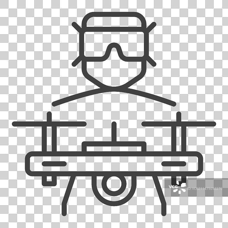 男人和FPV无人机概念线性图标或标志图片素材