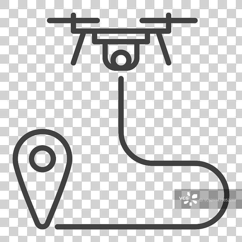 四轴飞行器路径规划无人机概念线性图标图片素材