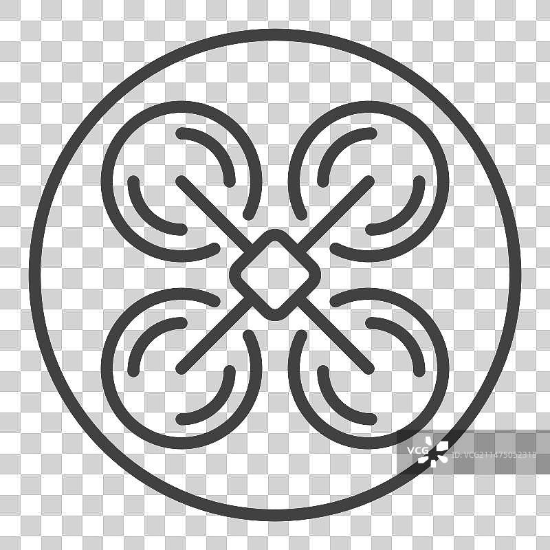 四轴飞行器多旋翼概念细线圆形图标图片素材