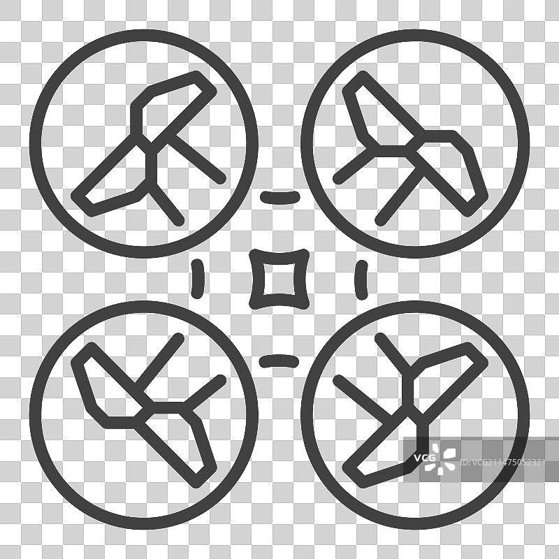 四旋翼无人机概念细线图标或标志图片素材