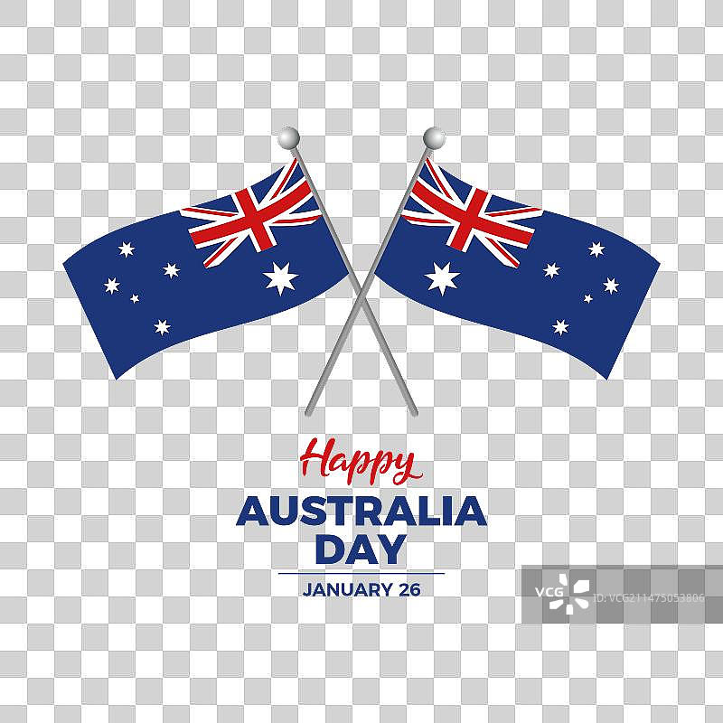 澳大利亚国庆日旗帜标志，双旗杆图片素材