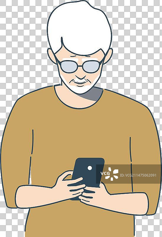 使用智能手机的年长男人图片素材