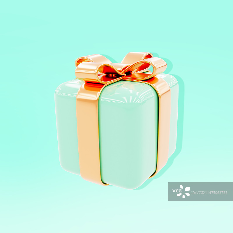 3D渲染的春天绿色礼盒电商促销元素图片素材
