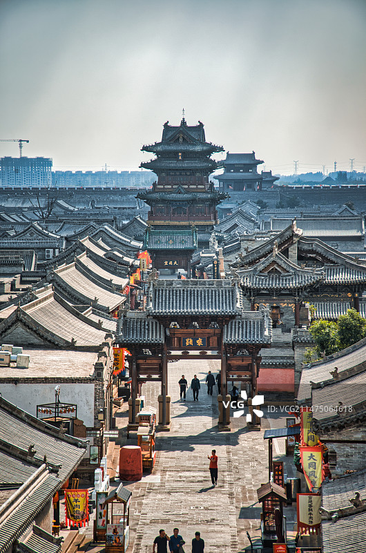 中国传统古代县城建筑太原古县城太原著名景点图片素材