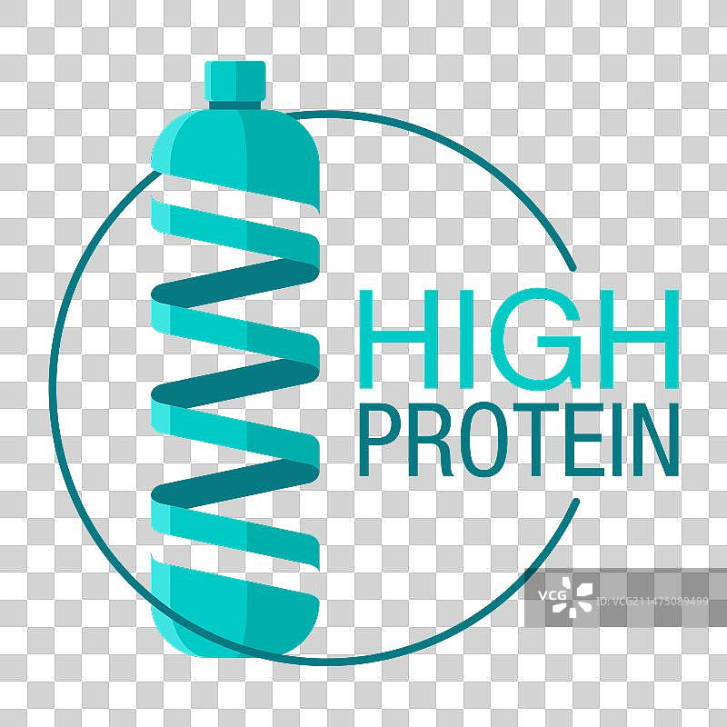 高蛋白饮料图标，瓶子和螺旋。图片素材