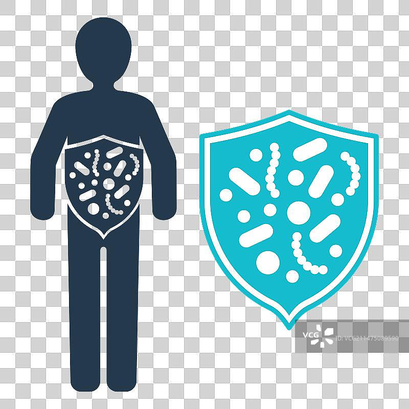 益生菌保护盾图标，富含活性细菌图片素材