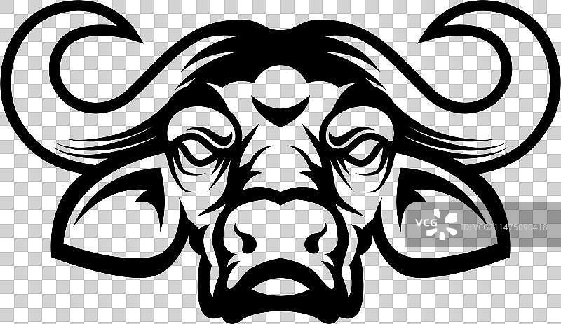 愤怒的非洲水牛头部吉祥物图片素材