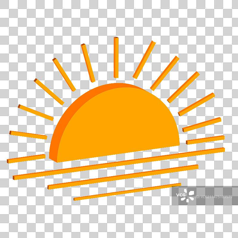 2.5D冉冉升起的太阳图标图片素材